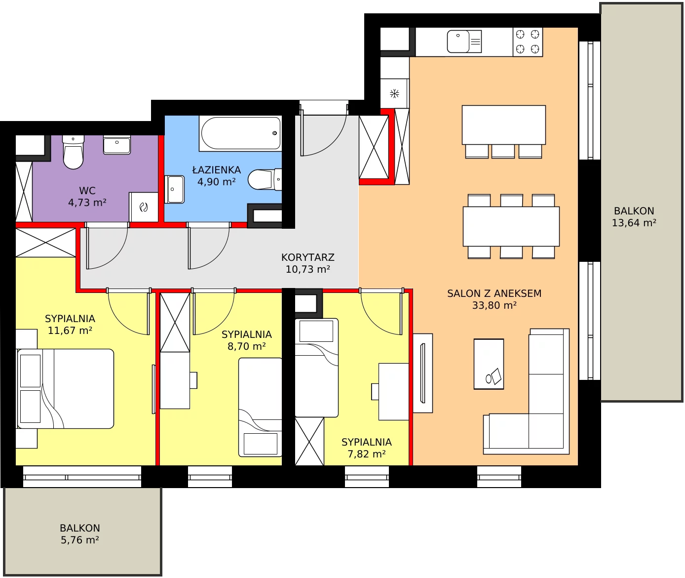 Zalety mieszkania 82.35 m², M22