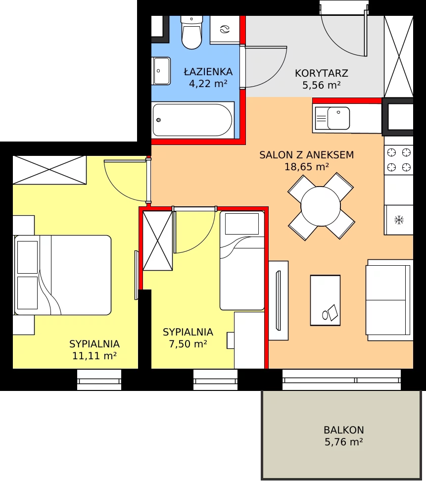 Zalety mieszkania 47.58 m², M25