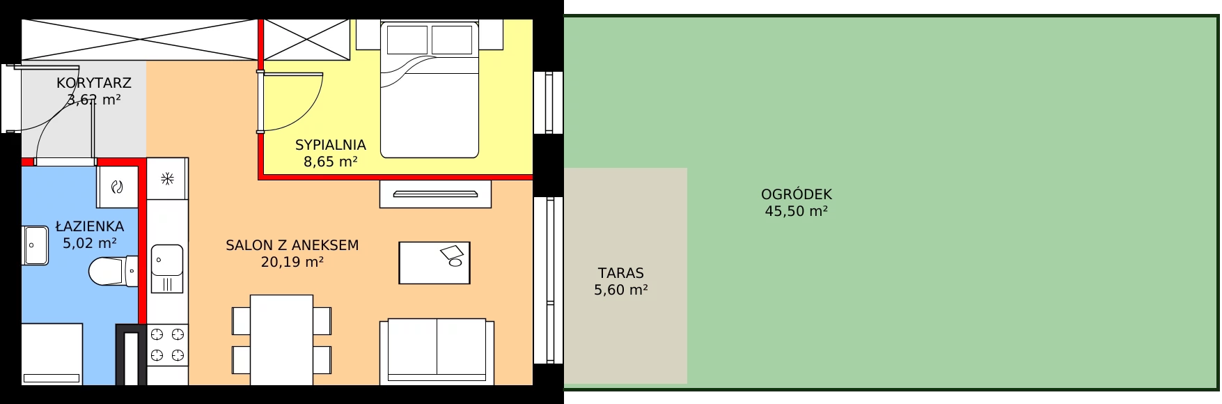 Zalety mieszkania 37.45 m², ZP6