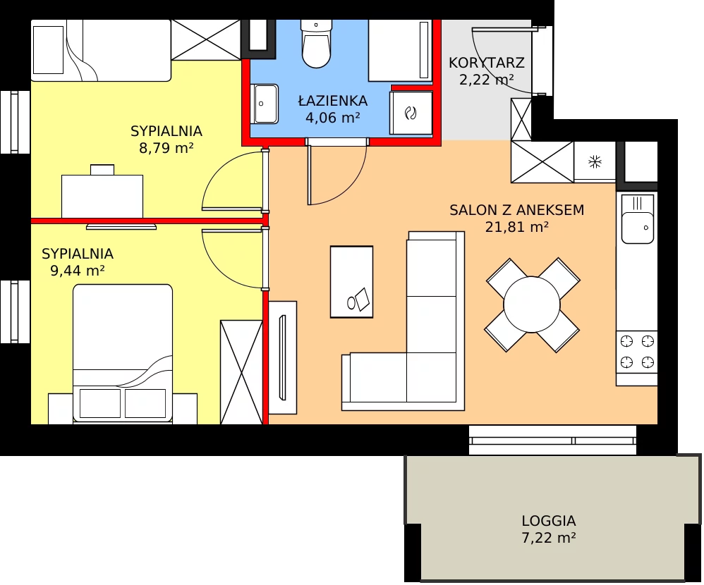 Zalety mieszkania 46.32 m², M107