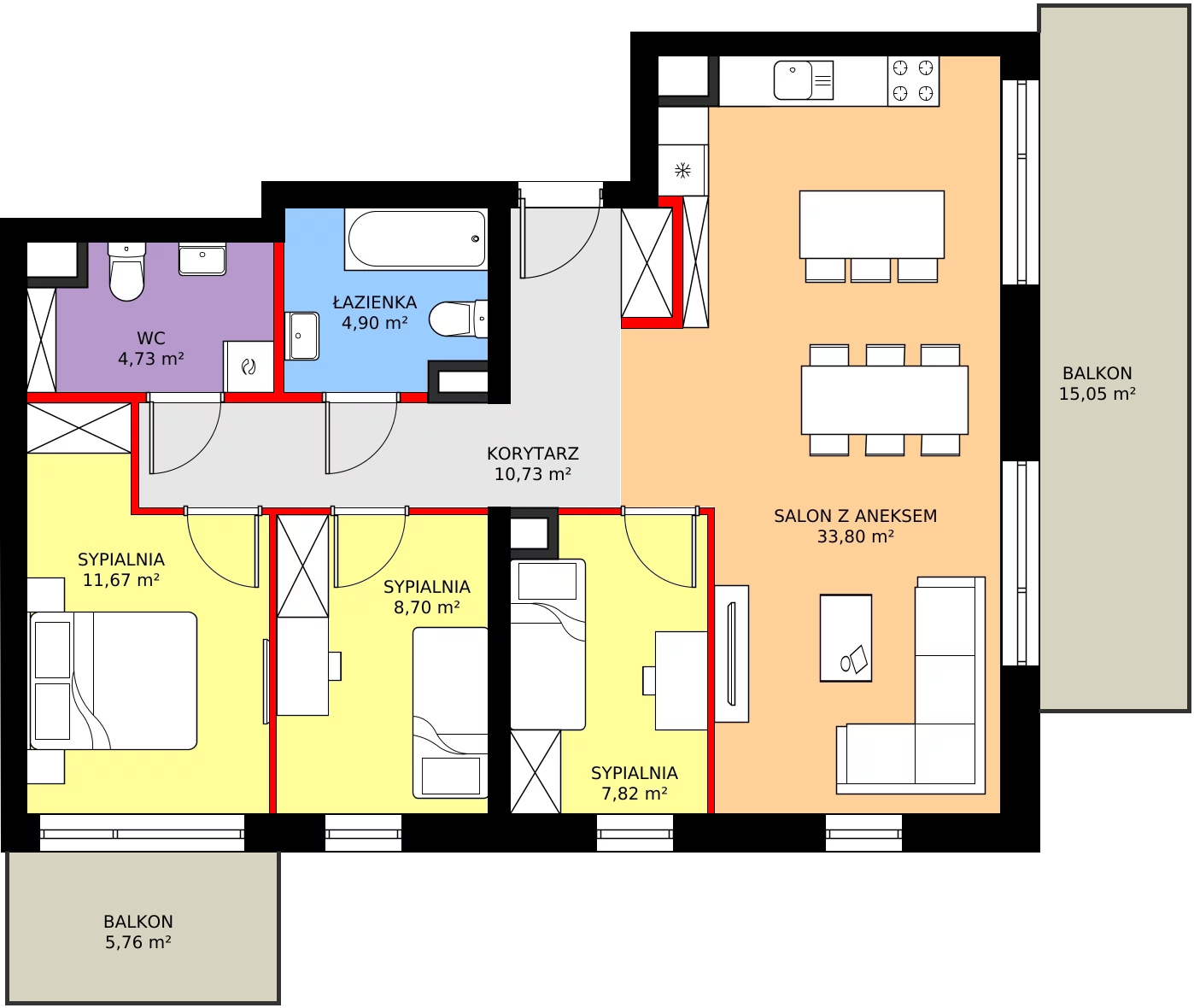 Zalety mieszkania 82.35 m², M34