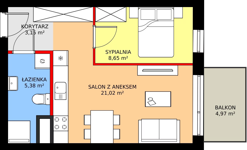 Zalety mieszkania 38.2 m², M93