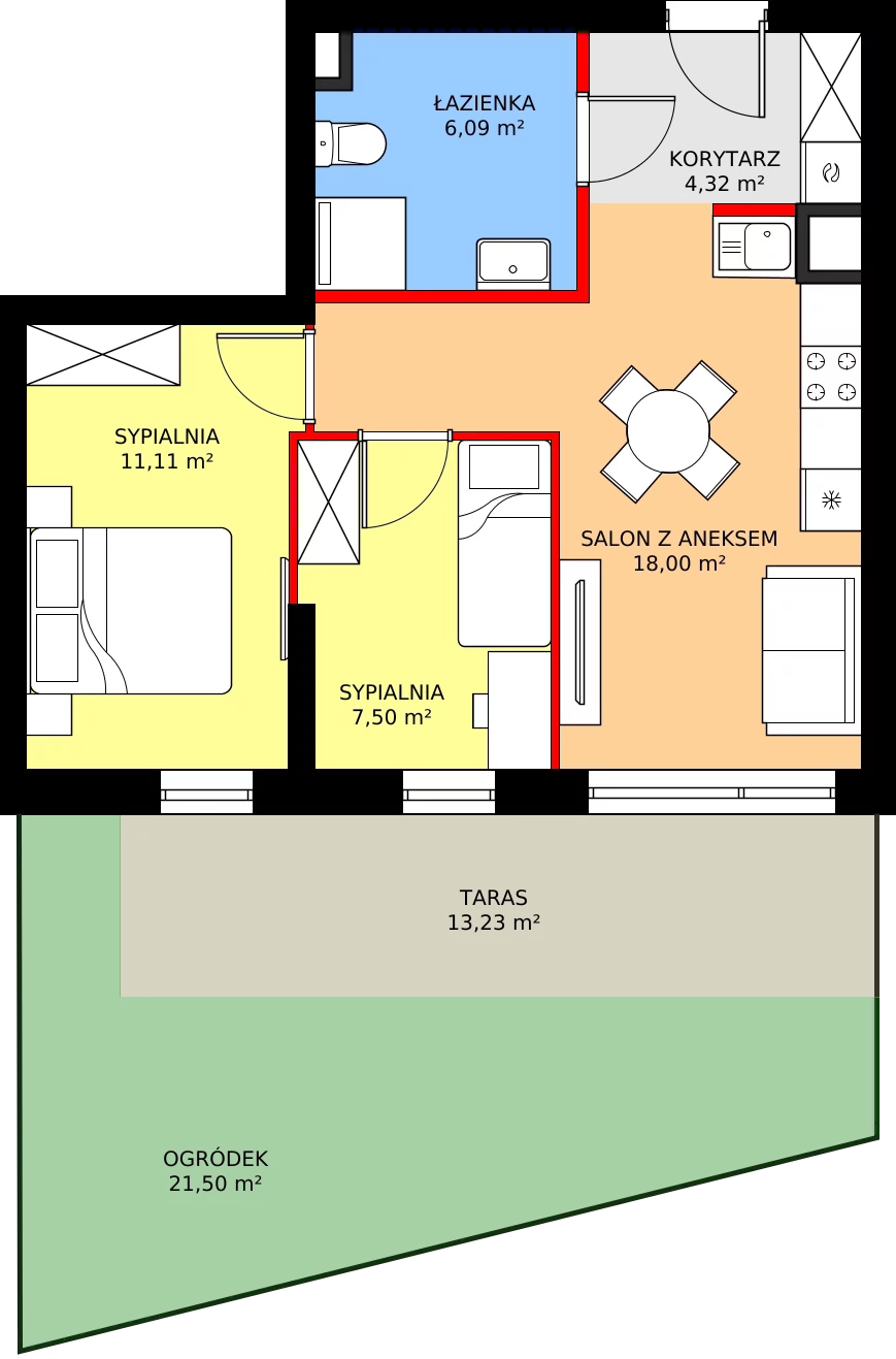Zalety mieszkania 47.56 m², M1