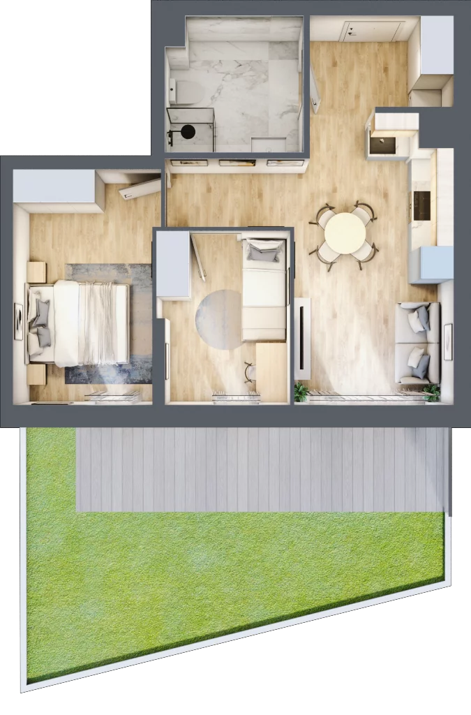 3 pokoje, mieszkanie 47,56 m², parter, oferta nr M1, Dzielnica Kielczanka III, Kielce, Centrum, ul. Górna 13/15