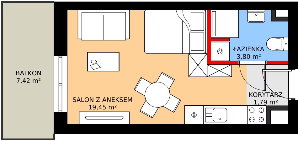 Zalety mieszkania 25.04 m², M12