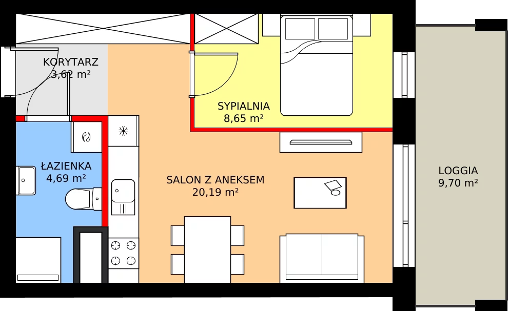 Zalety mieszkania 37.12 m², M123