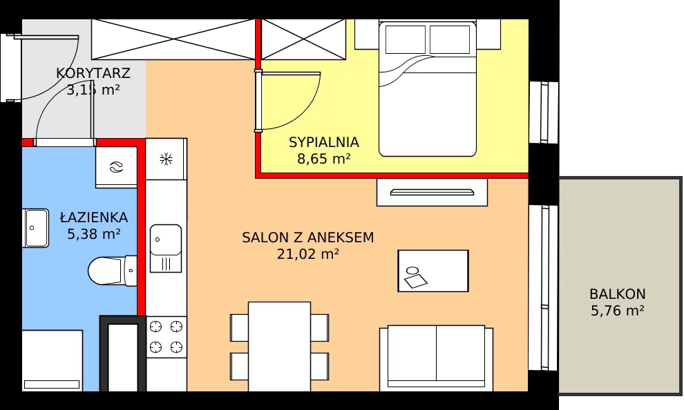 Zalety mieszkania 38.2 m², M81