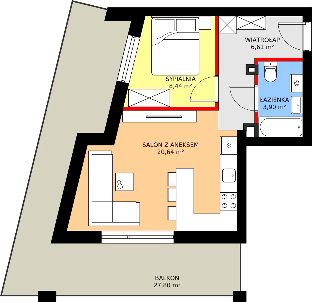 Zalety apartamentu 39.57 m², M29
