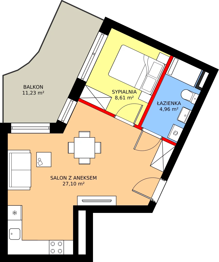 Zalety apartamentu 40.67 m², M31