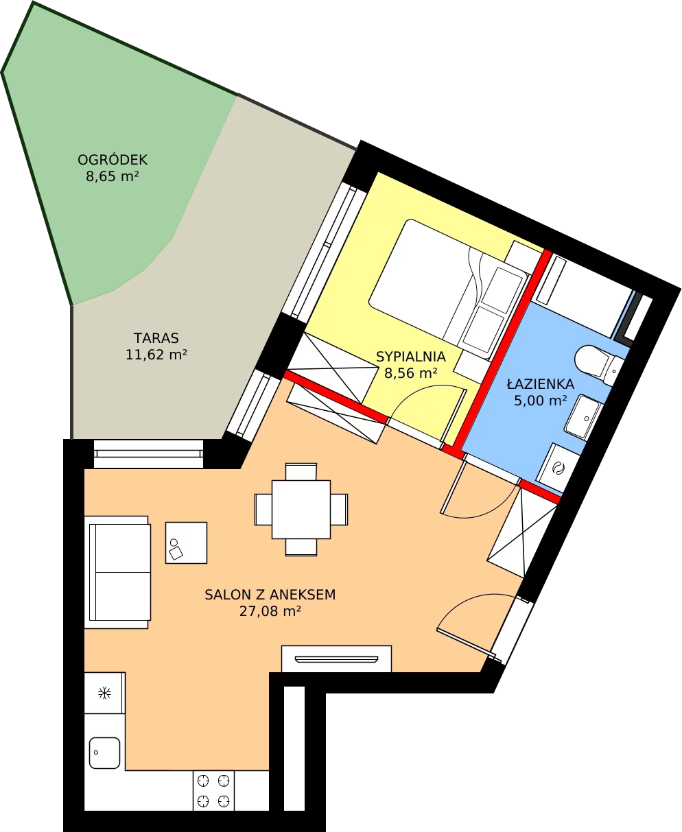 Zalety apartamentu 40.67 m², M5