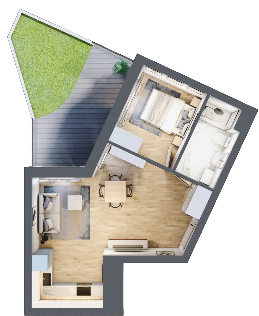 2 pokoje, apartament 40,67 m², parter, oferta nr M5, Przystań na Klifie, Jastrzębia Góra, ul. Pucka
