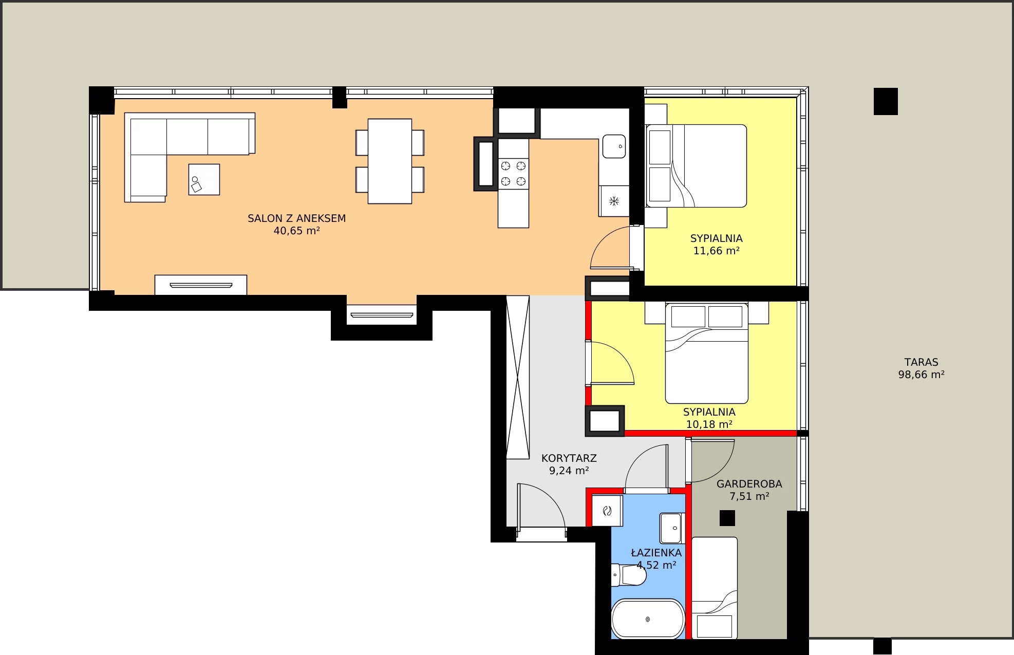 Zalety apartamentu 60.15 m², M37