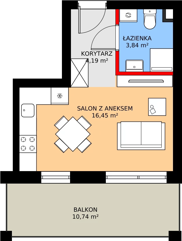 Zalety apartamentu 24.42 m², M28