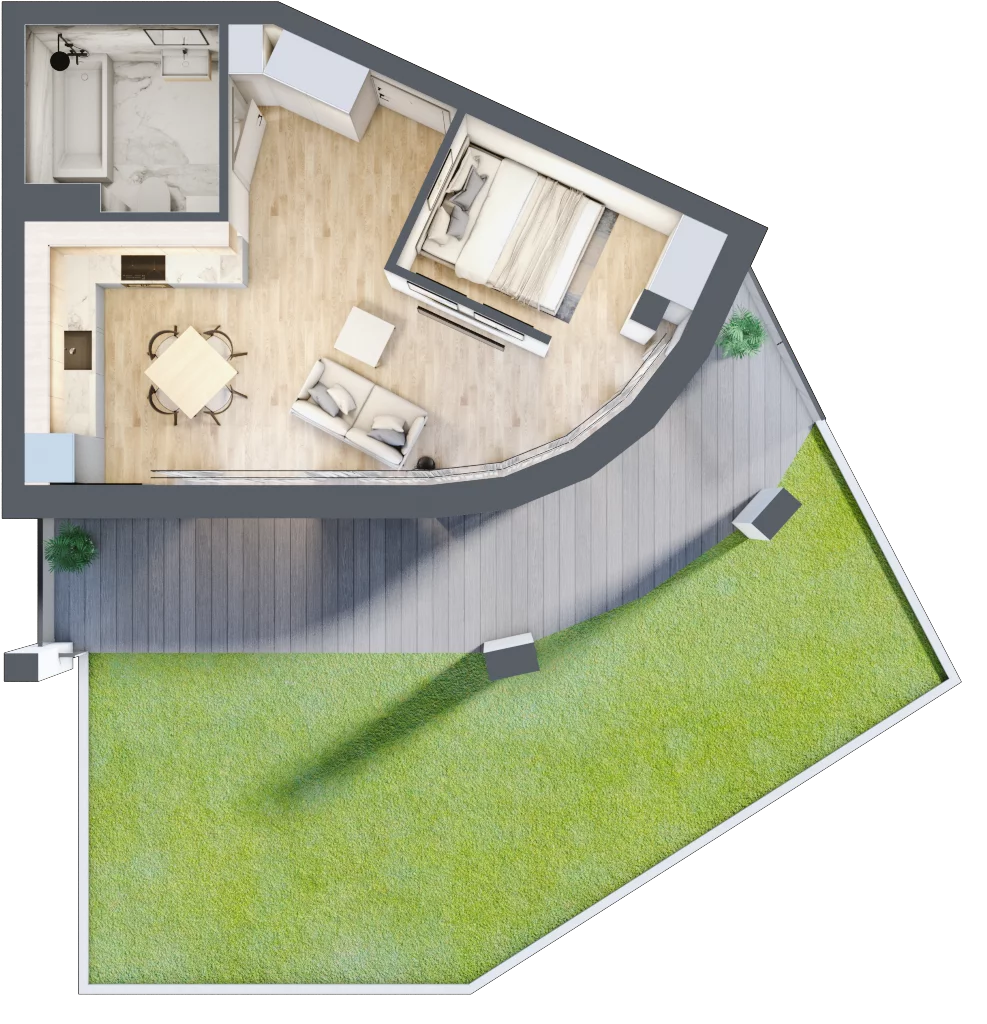 2 pokoje, apartament 36,70 m², parter, oferta nr M1, Przystań na Klifie, Jastrzębia Góra, ul. Pucka