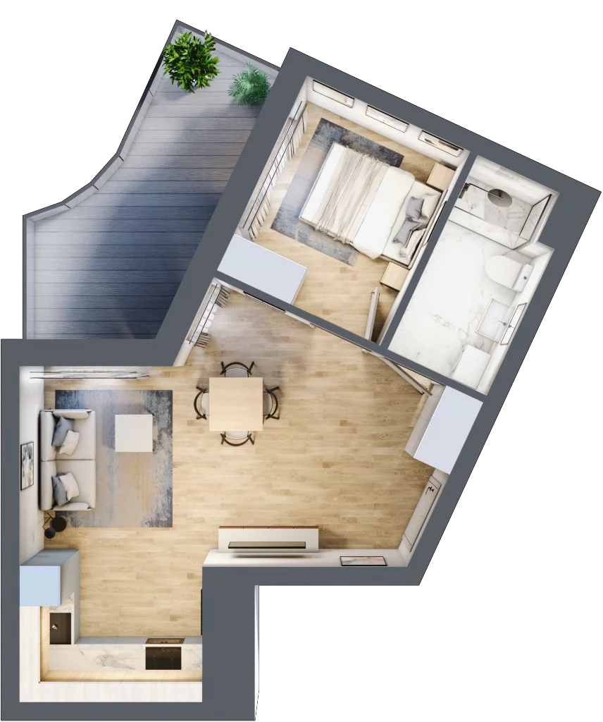 2 pokoje, apartament 40,67 m², piętro 2, oferta nr M22, Przystań na Klifie, Jastrzębia Góra, ul. Pucka