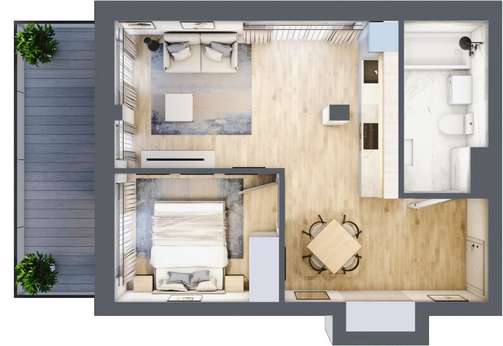 2 pokoje, apartament 42,10 m², piętro 3, oferta nr M32, Przystań na Klifie, Jastrzębia Góra, ul. Pucka