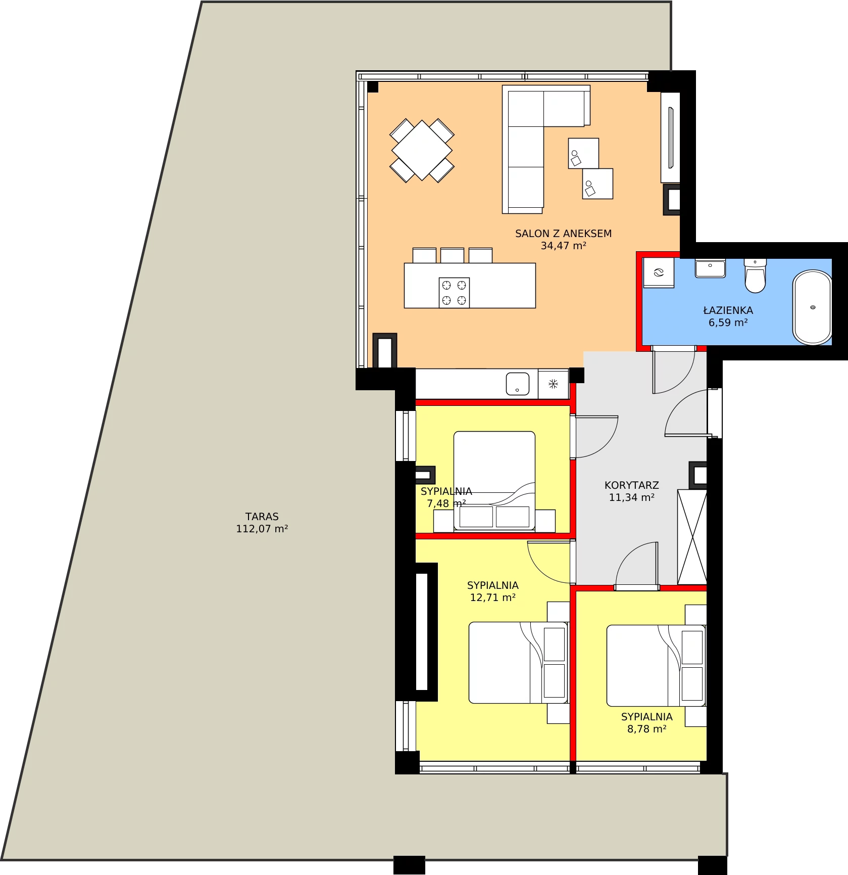 Zalety apartamentu 73.45 m², M36