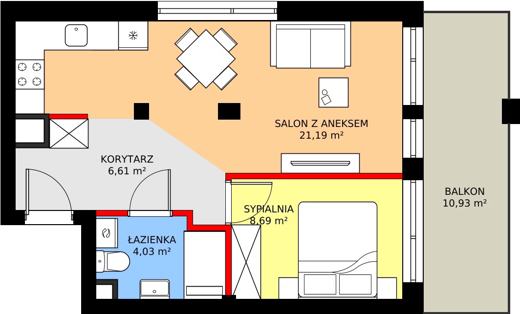 Zalety apartamentu 40.54 m², M24