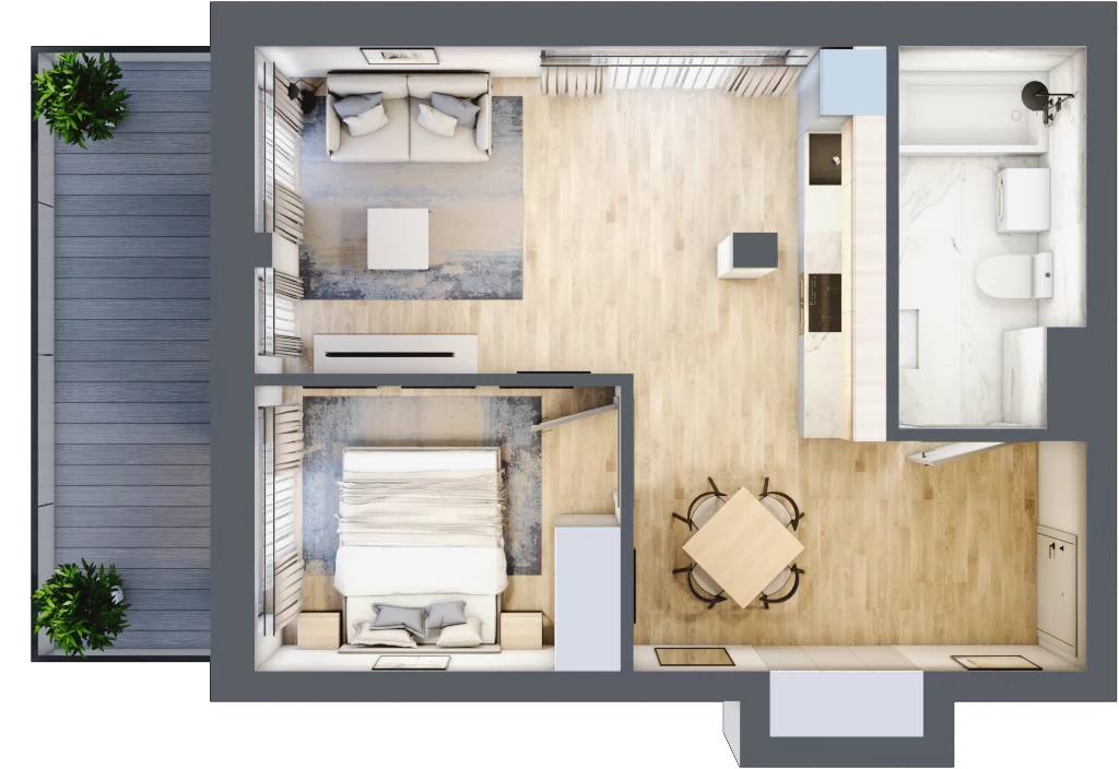 2 pokoje, apartament 42,10 m², piętro 2, oferta nr M23, Przystań na Klifie, Jastrzębia Góra, ul. Pucka