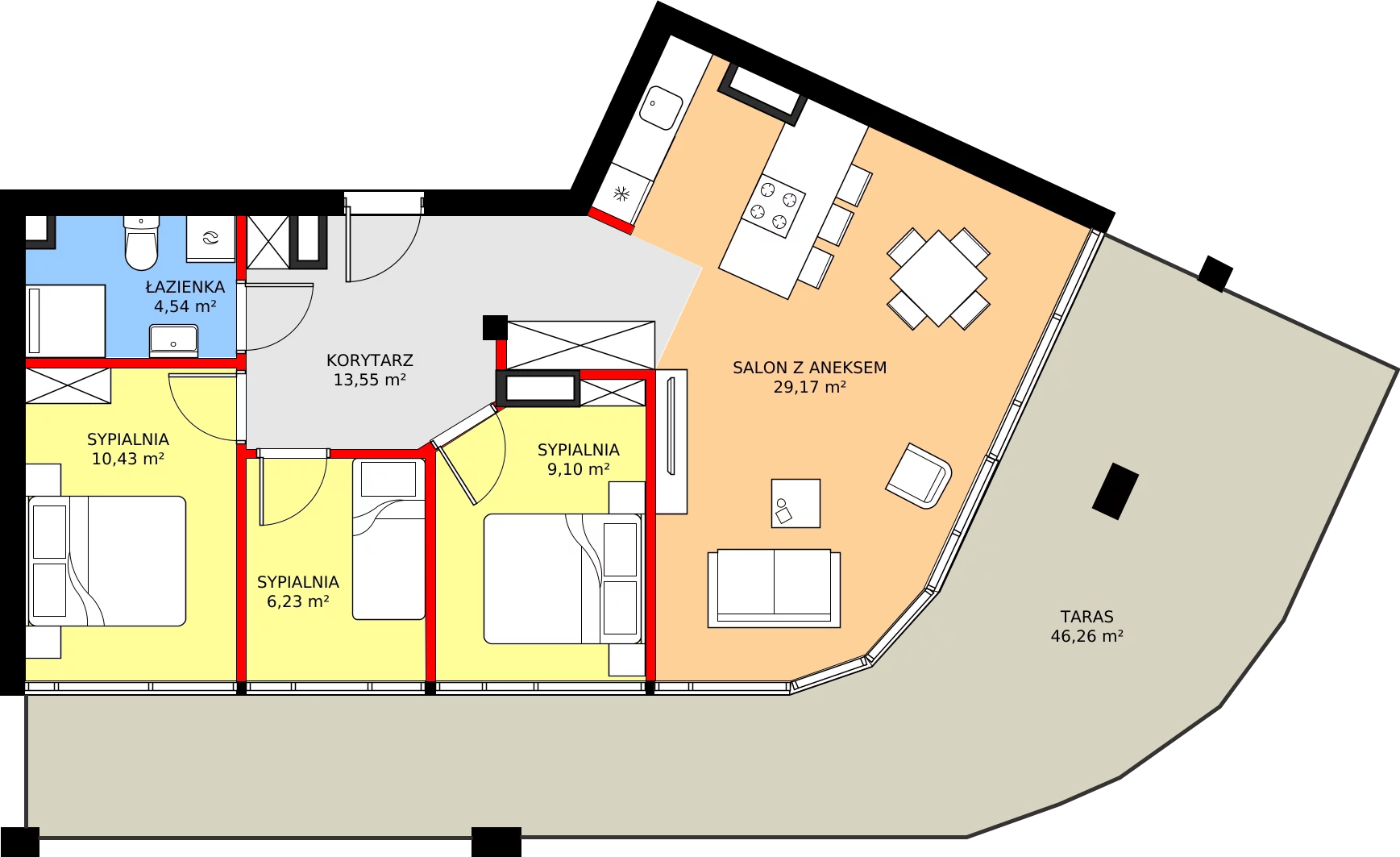 Zalety apartamentu 73.28 m², M35