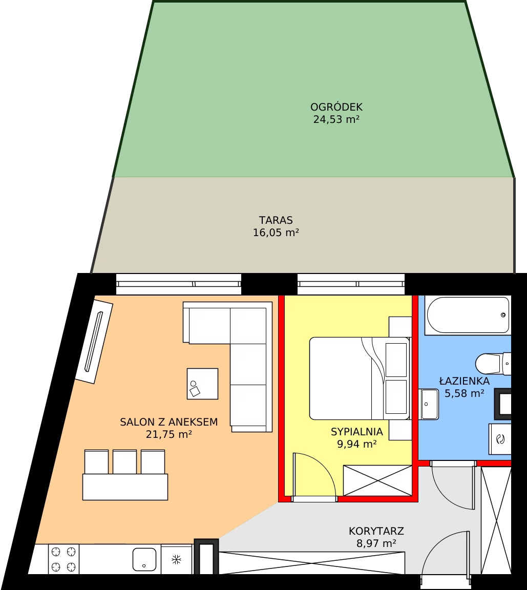 Zalety apartamentu 46.33 m², M4
