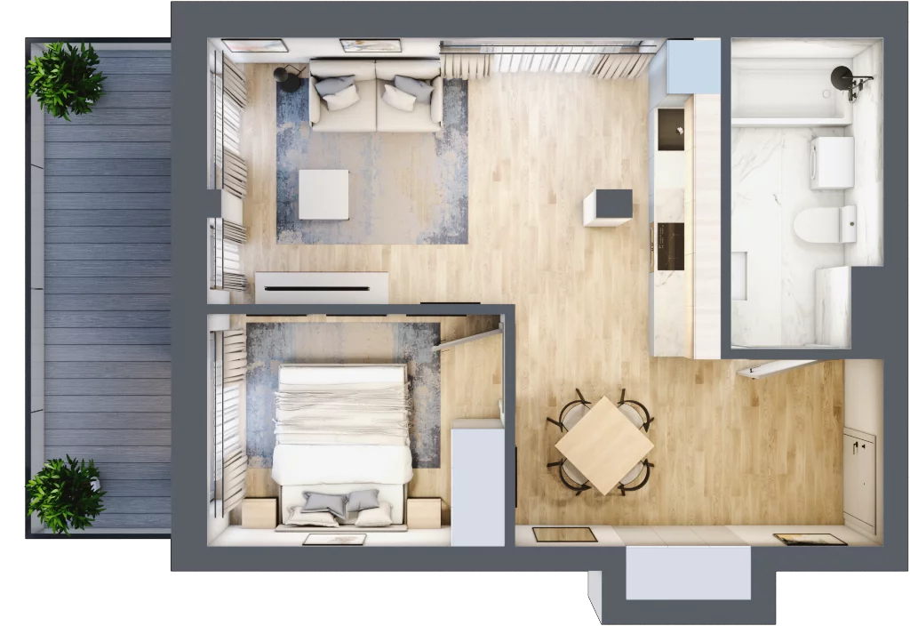 2 pokoje, apartament 42,03 m², piętro 1, oferta nr M14, Przystań na Klifie, Jastrzębia Góra, ul. Pucka