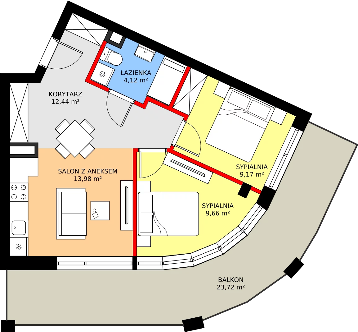 Zalety apartamentu 49.88 m², M17
