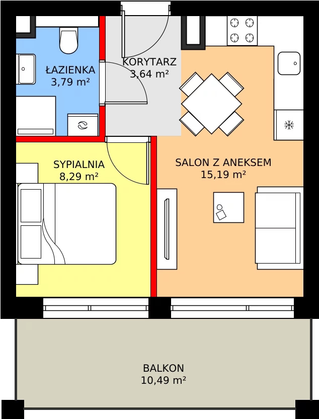 Zalety apartamentu 30.88 m², M27