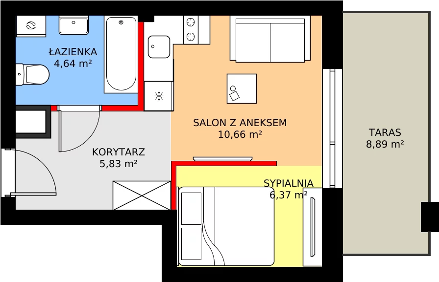 Zalety apartamentu 27.72 m², M7