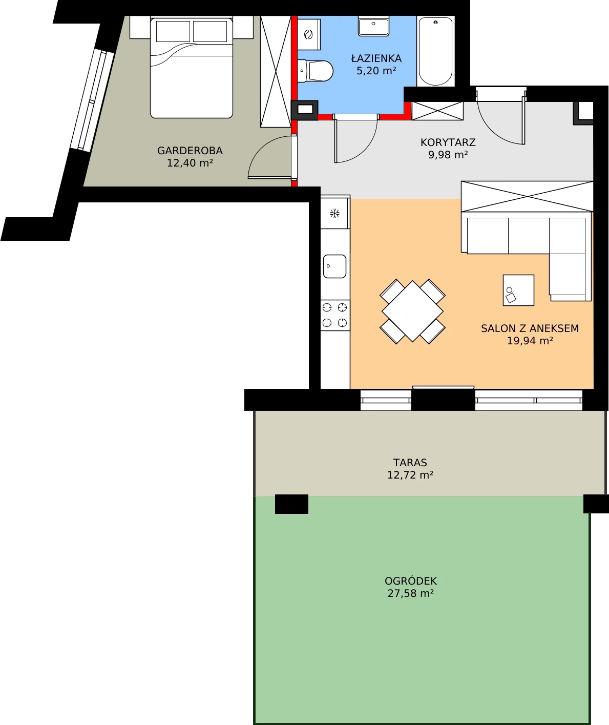 Zalety apartamentu 42.08 m², M3