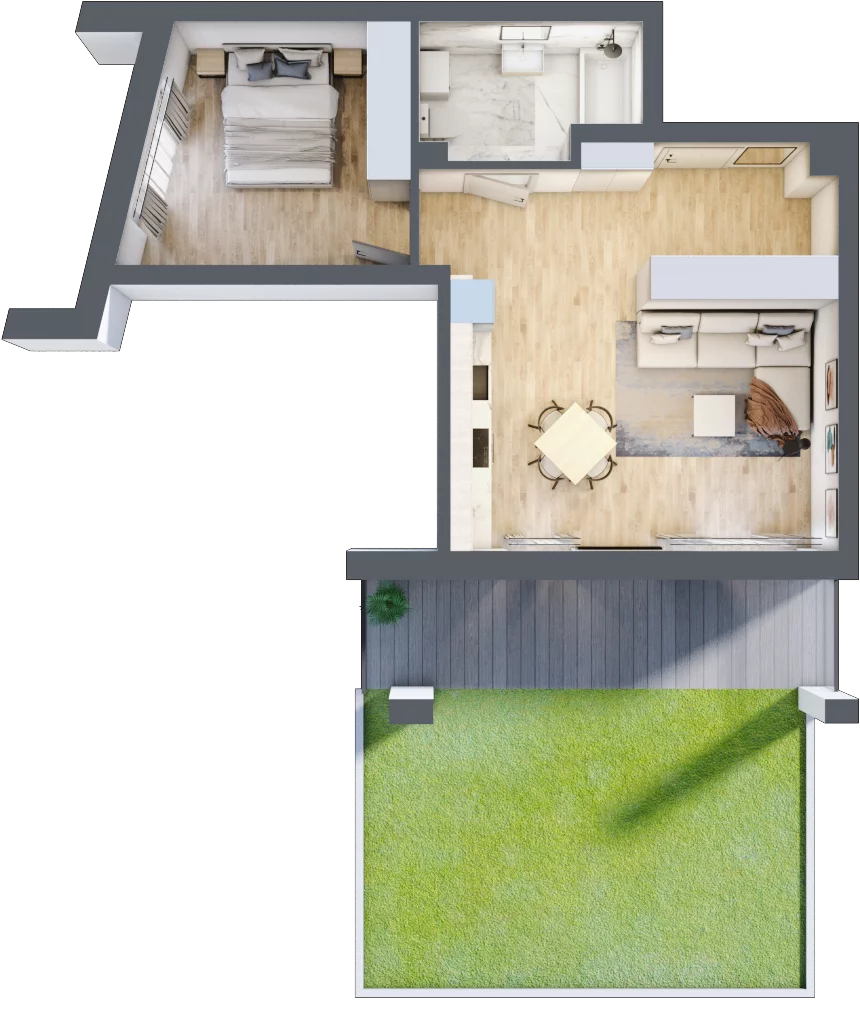 1 pokój, apartament 42,08 m², parter, oferta nr M3, Przystań na Klifie, Jastrzębia Góra, ul. Pucka