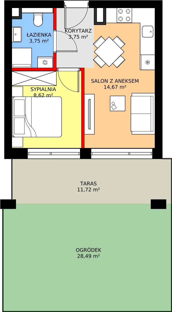 Zalety apartamentu 30.87 m², M2