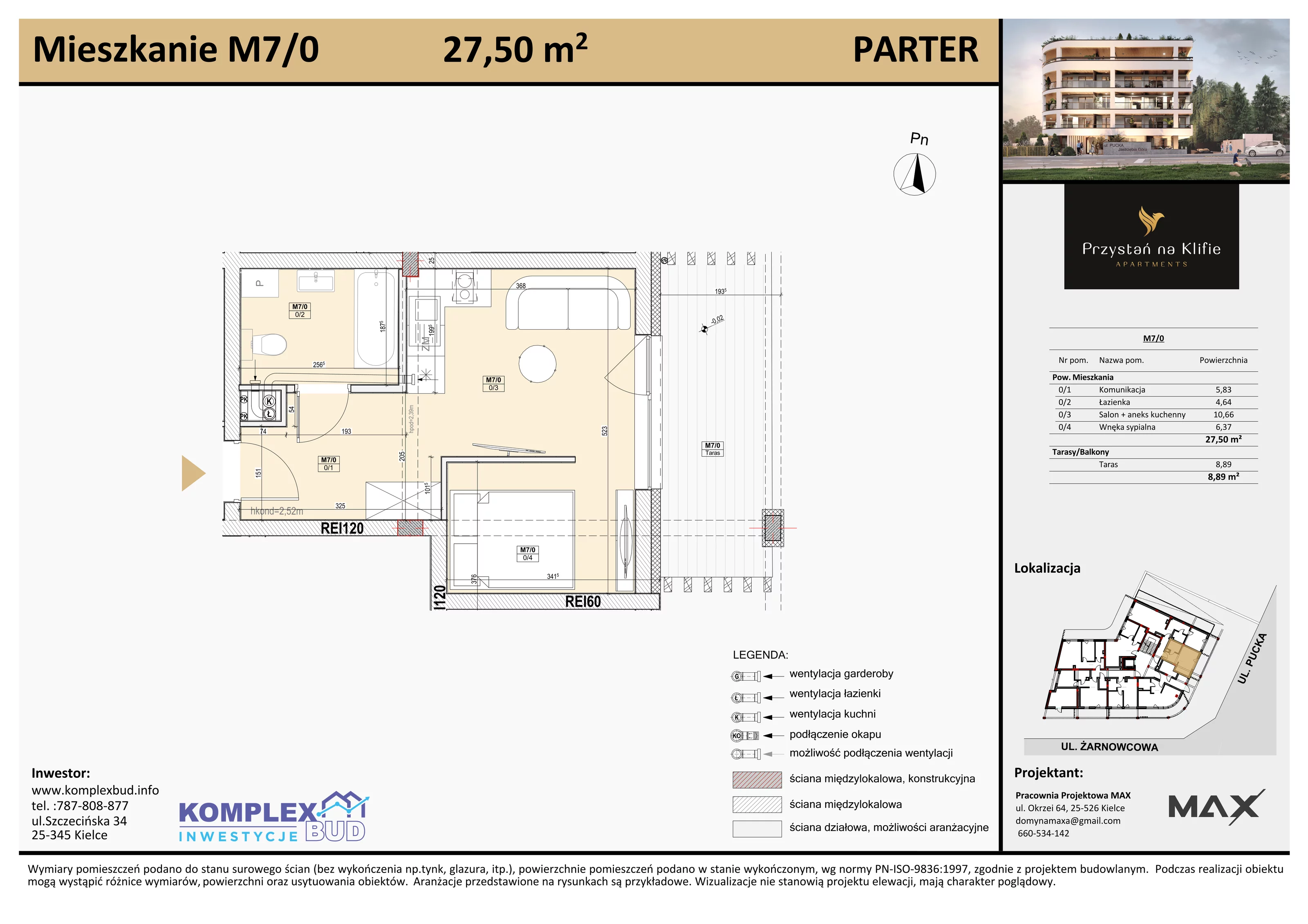 1 pokój, apartament 27,72 m², parter, oferta nr M7, Przystań na Klifie, Jastrzębia Góra, ul. Pucka