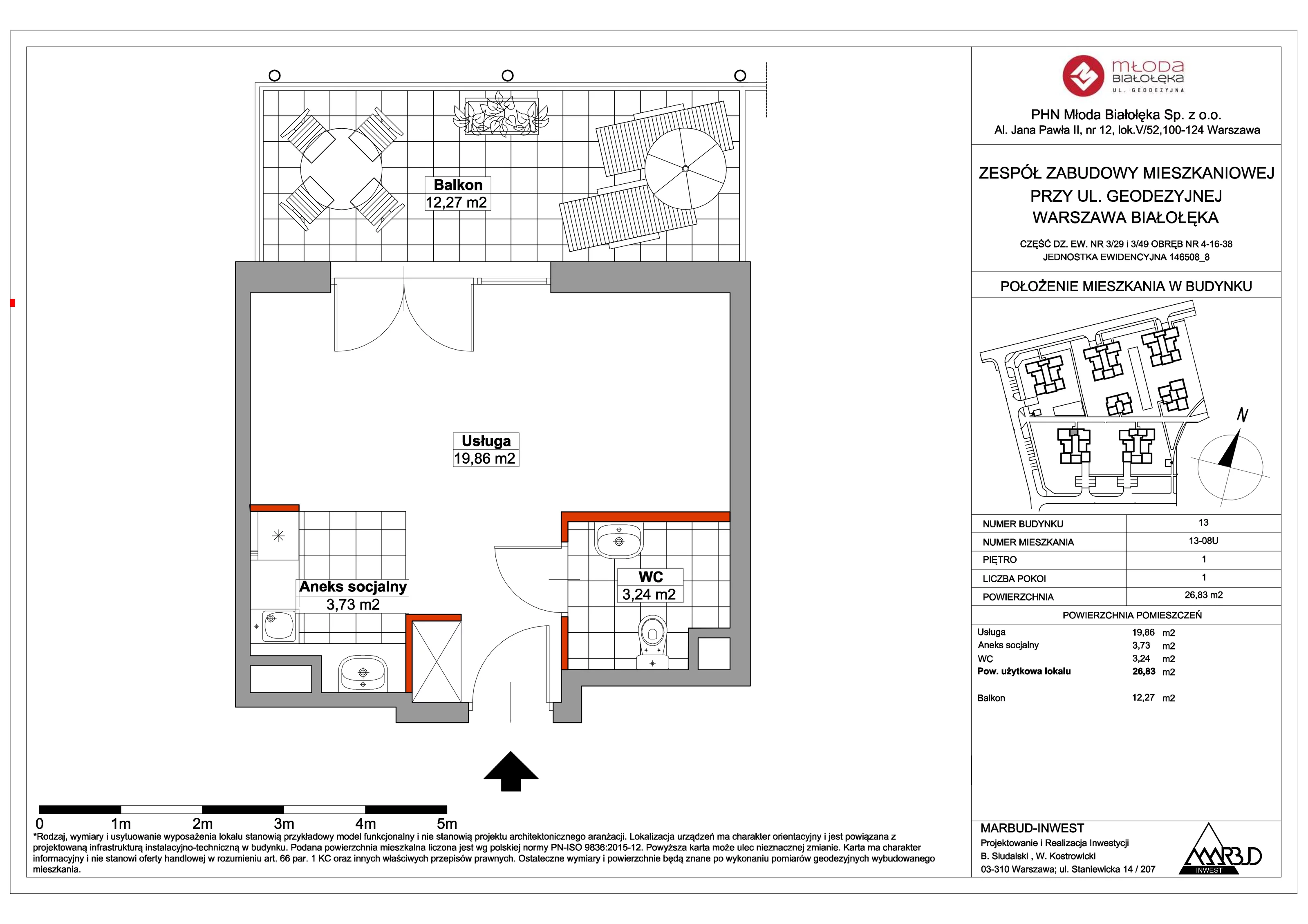 Lokal użytkowy 26,92 m², oferta nr 13-08U, Młoda Białołęka II - lokale użytkowe, Warszawa, Białołęka, Brzeziny, ul. Geodezyjna