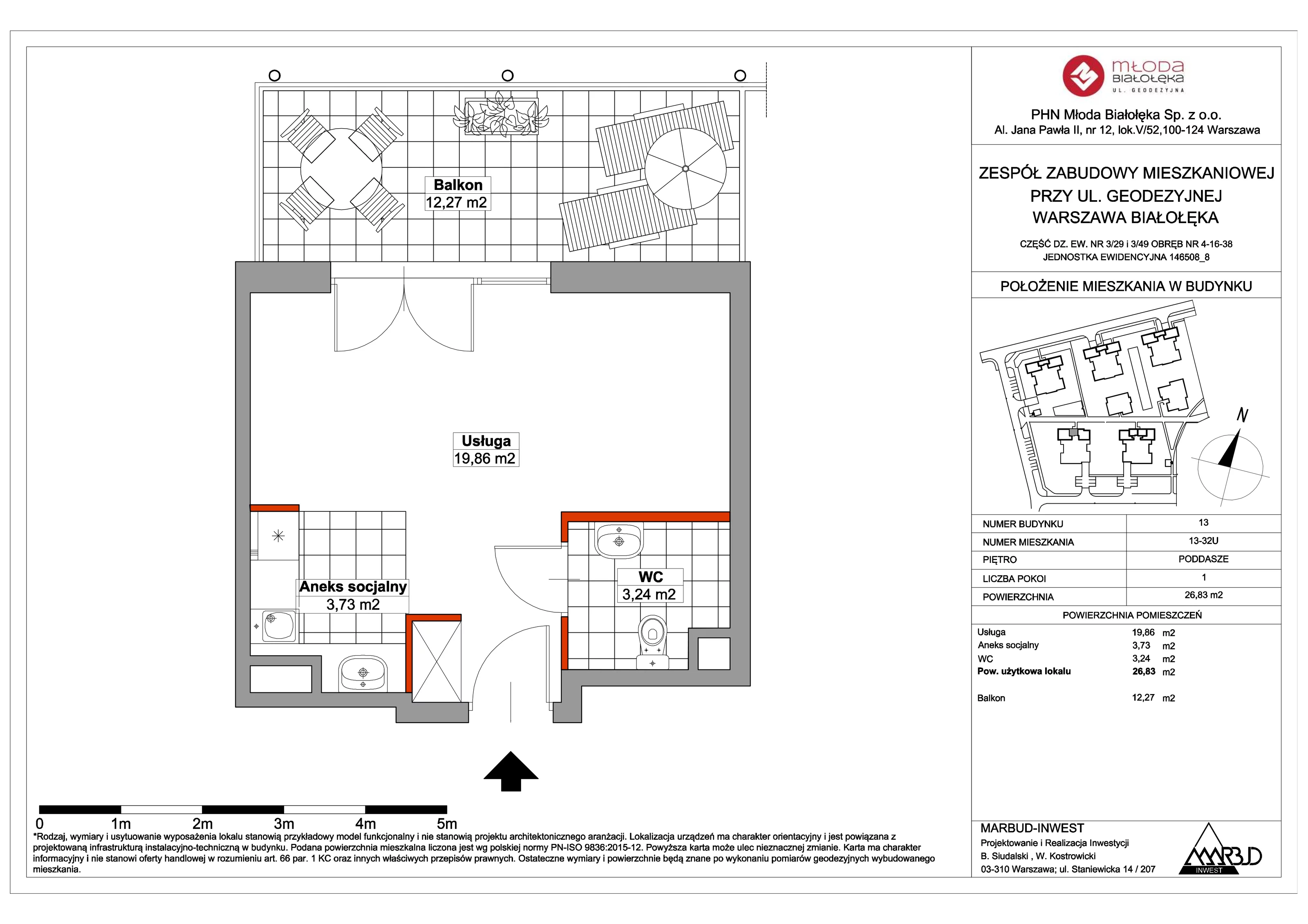 Lokal użytkowy 26,83 m², oferta nr 13-32U, Młoda Białołęka II - lokale użytkowe, Warszawa, Białołęka, Brzeziny, ul. Geodezyjna