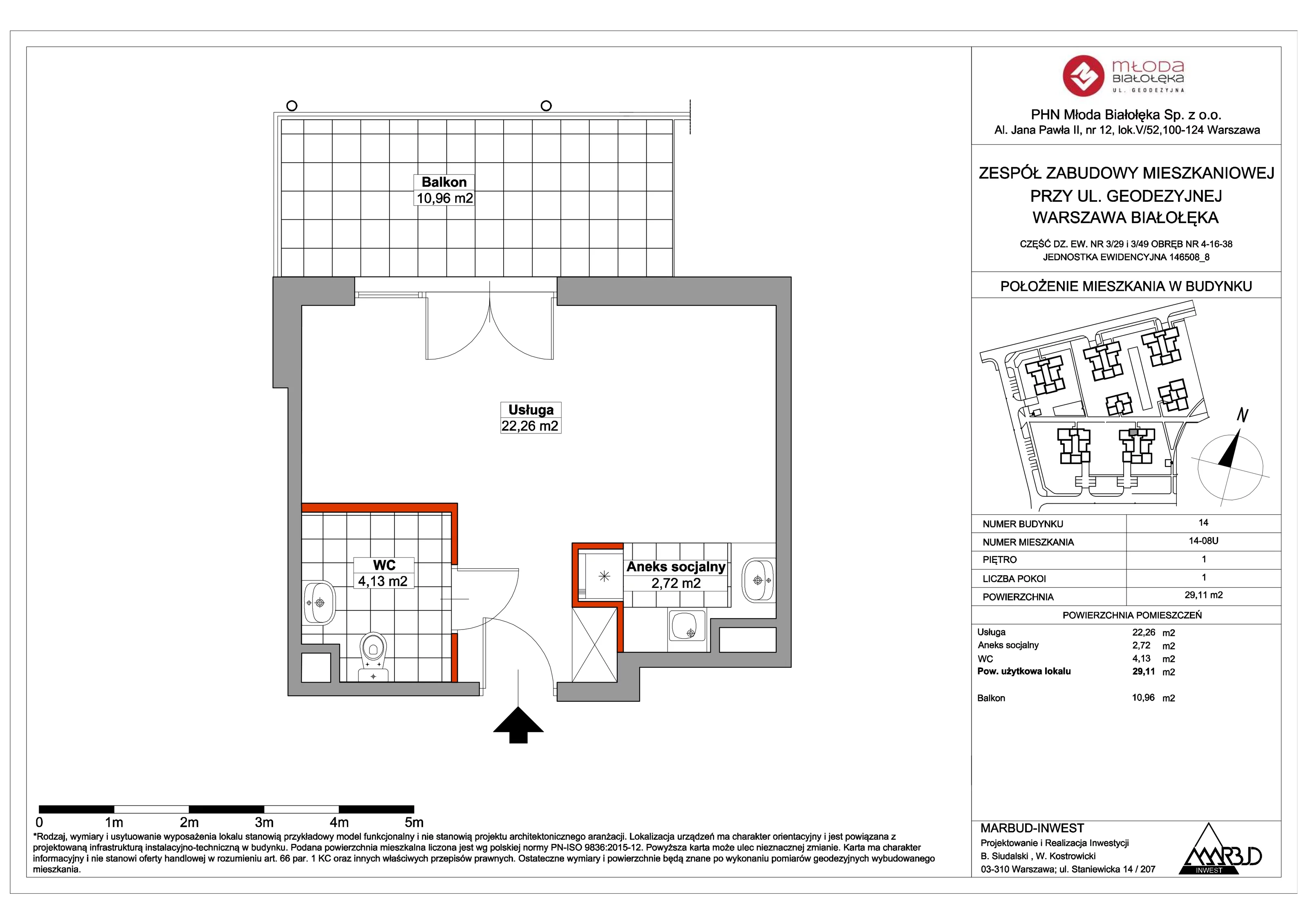 Lokal użytkowy 29,23 m², oferta nr 14-08U, Młoda Białołęka II - lokale użytkowe, Warszawa, Białołęka, Brzeziny, ul. Geodezyjna