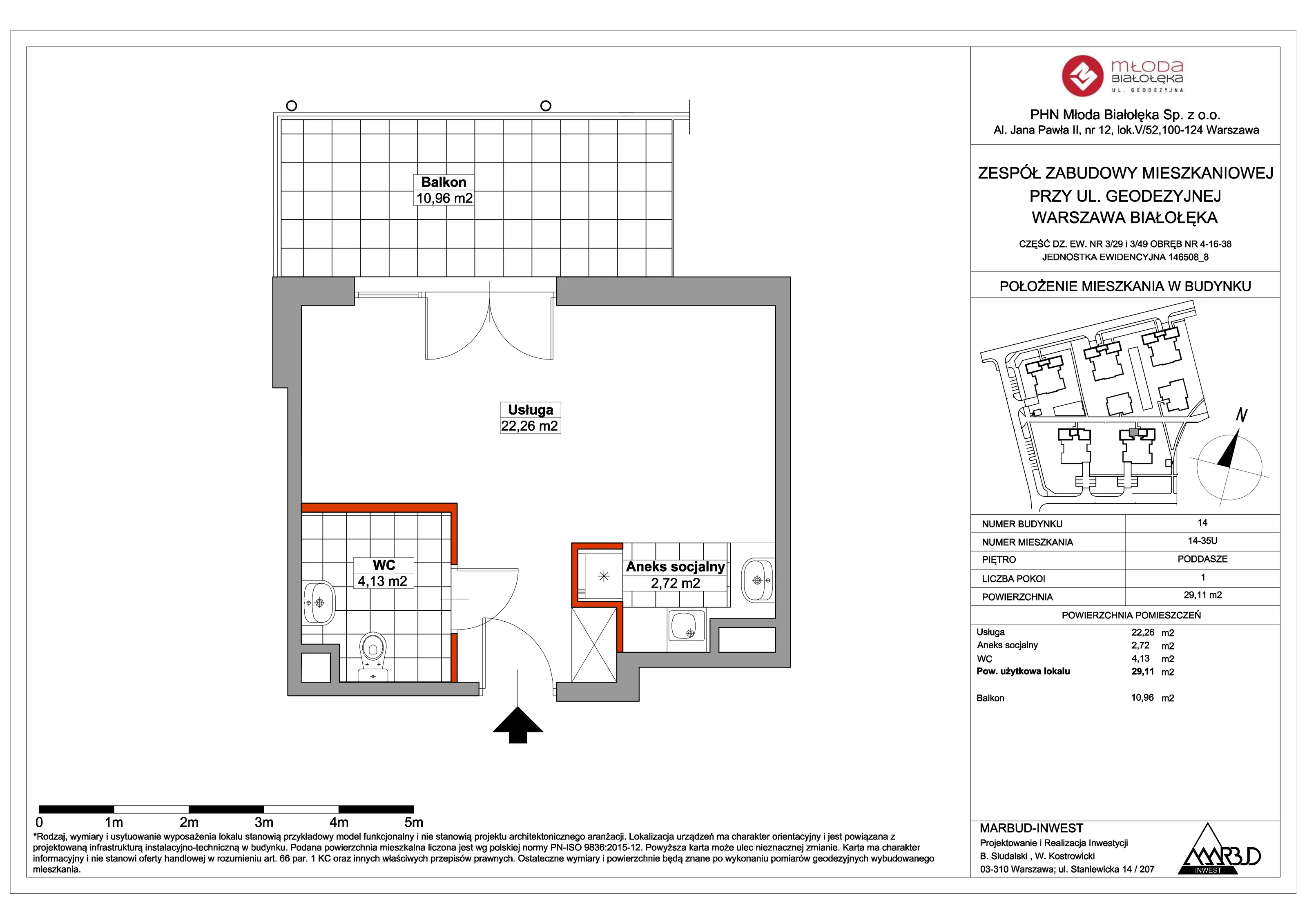 Lokal użytkowy 29,23 m², oferta nr 14-35U, Młoda Białołęka II - lokale użytkowe, Warszawa, Białołęka, Brzeziny, ul. Geodezyjna