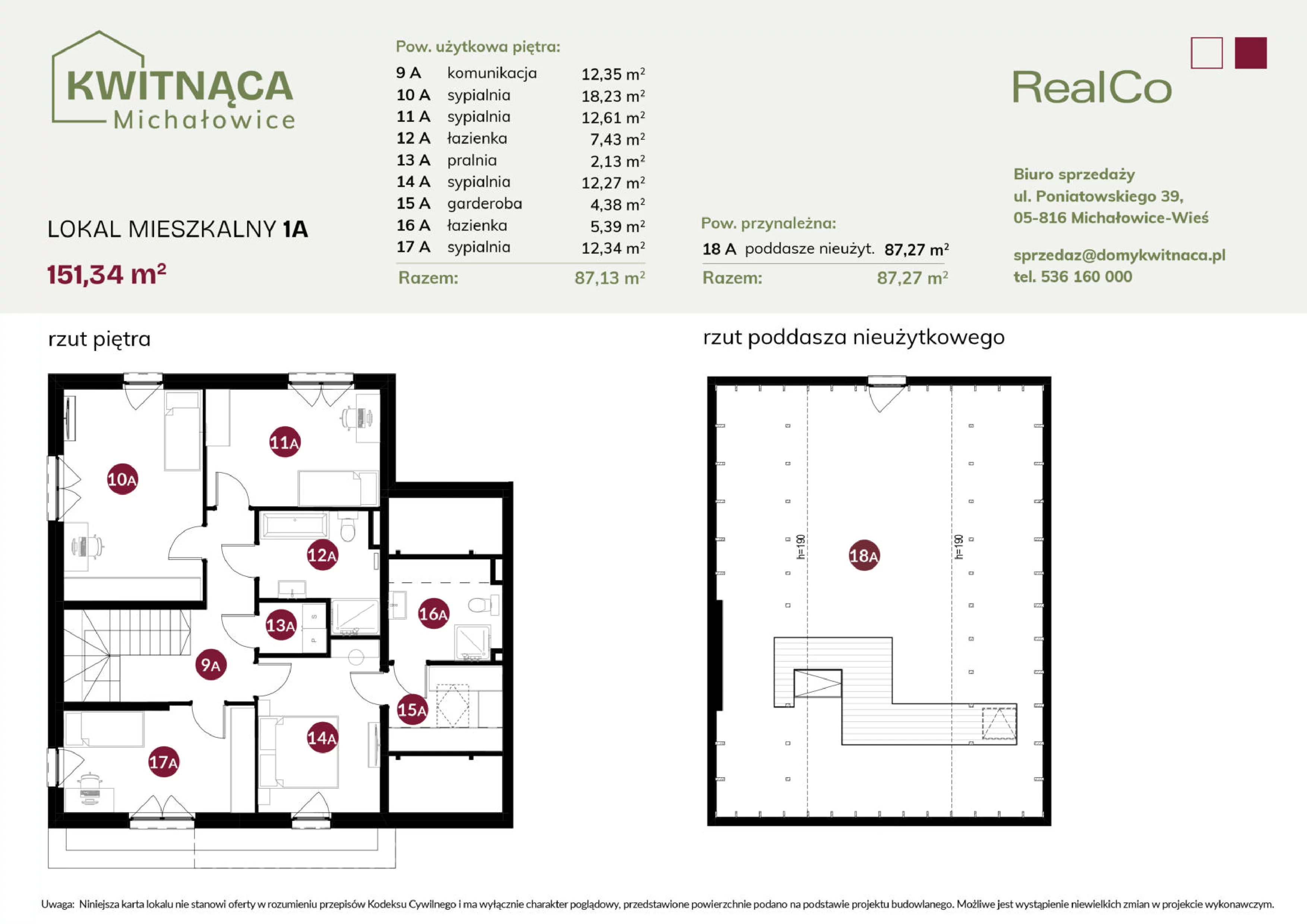 5 pokoi, apartament 151,34 m², parter, oferta nr 1A, Michałowice Kwitnąca, Michałowice-Wieś, ul. Kwitnąca