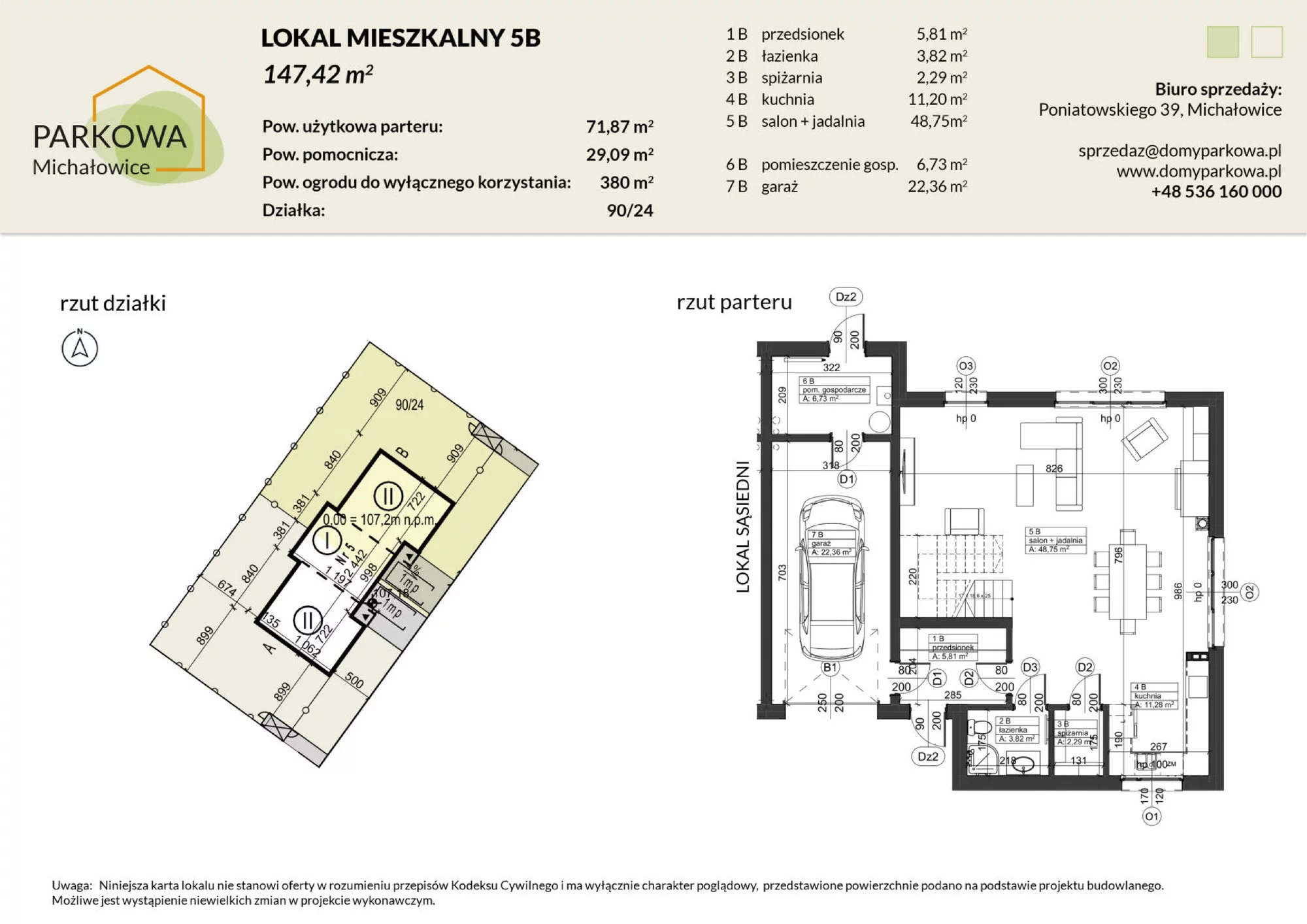 Dom 147,42 m², oferta nr 5B, Michałowice Parkowa, Michałowice-Wieś, ul. Poniatowskiego 39