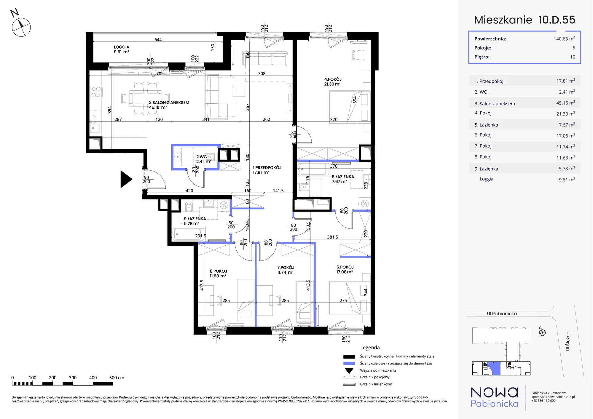 Mieszkanie 140,63 m², piętro 10, oferta nr 10.D.55, Nowa Pabianicka, Wrocław, Krzyki-Partynice, Krzyki, ul. Pabianicka 25-idx