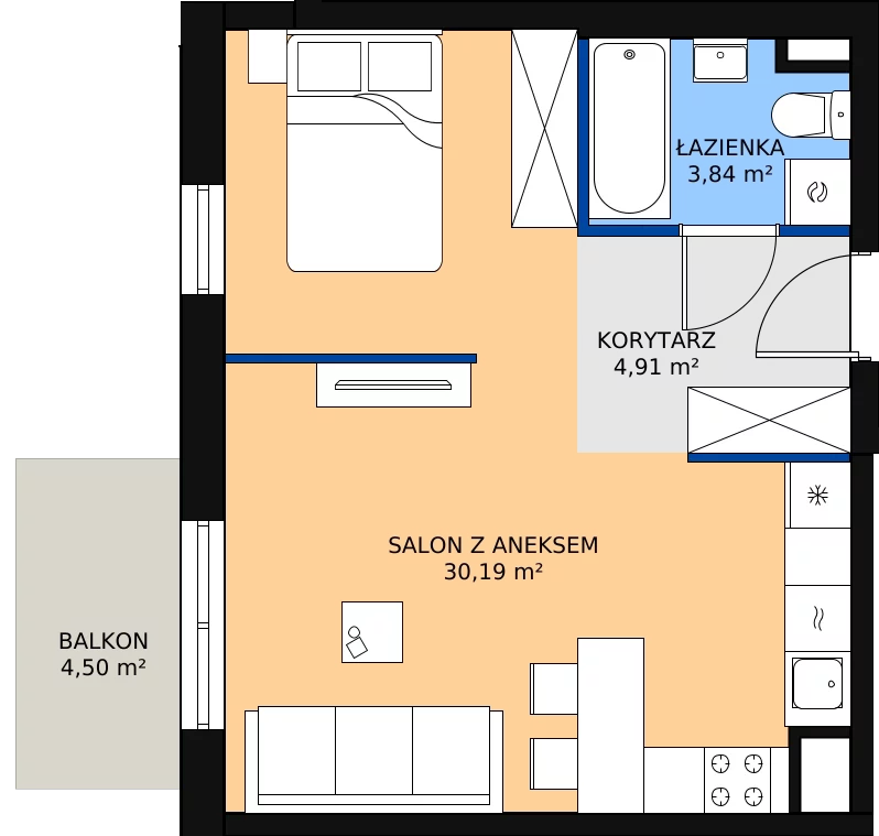 Zalety mieszkania 38.94 m², 01.B.11