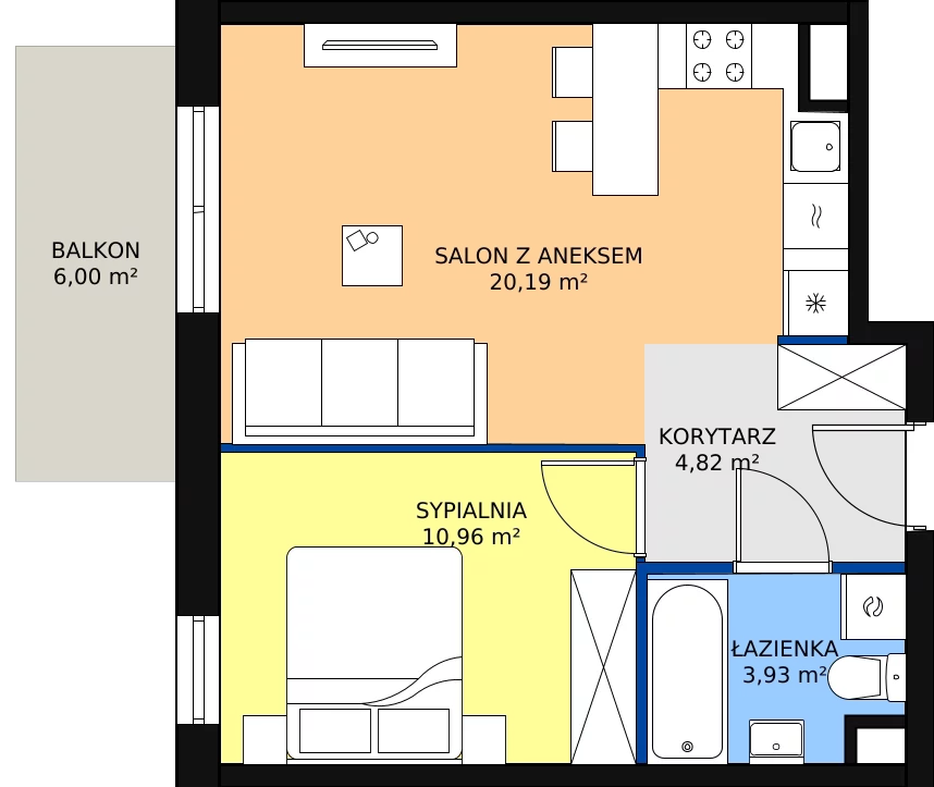 Zalety mieszkania 39.9 m², 01.D.04