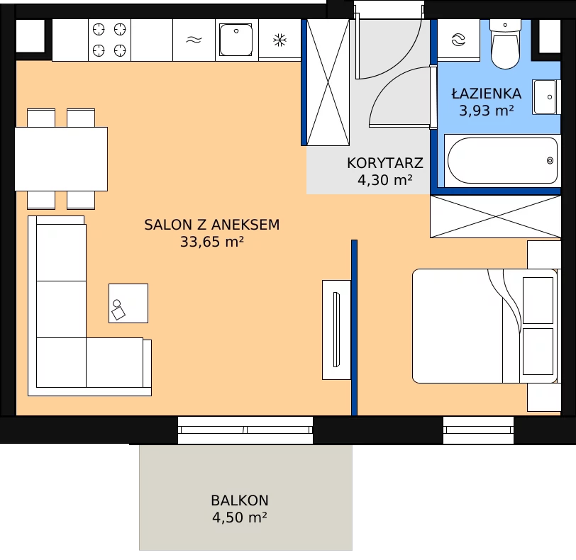 Zalety mieszkania 41.88 m², 02.B.13