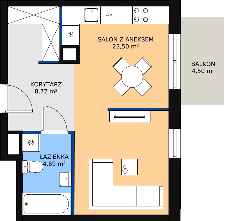 Zalety mieszkania 36.91 m², 02.C.13