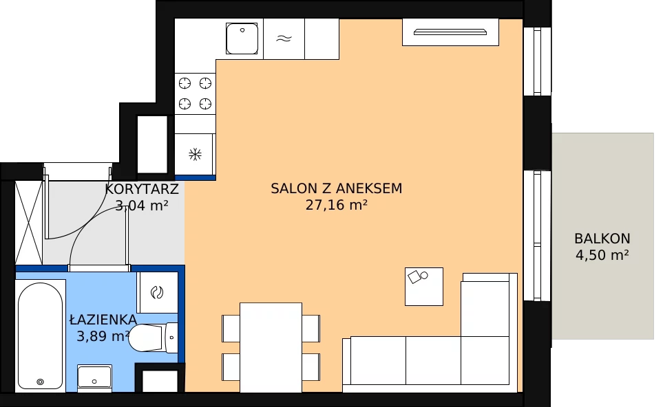 Zalety mieszkania 34.09 m², 03.A.09