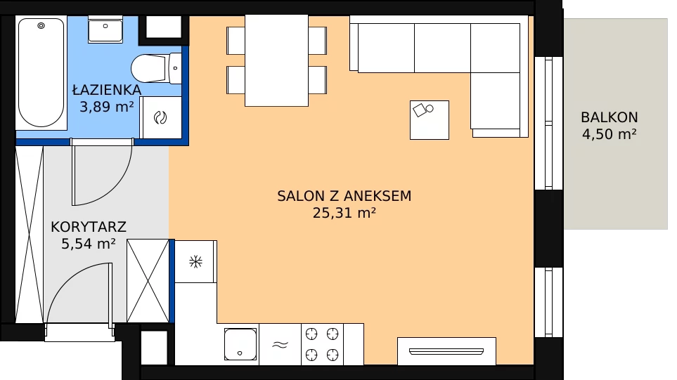 Zalety mieszkania 34.74 m², 03.B.25