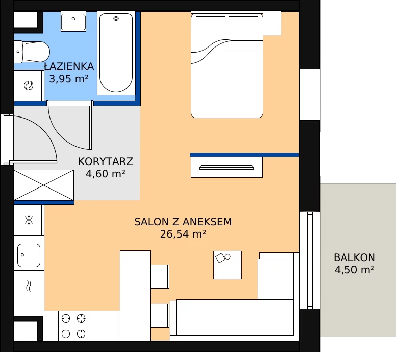 Zalety mieszkania 35.09 m², 03.B.28