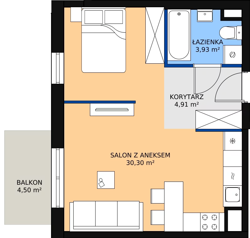 Zalety mieszkania 39.14 m², 03.B.33