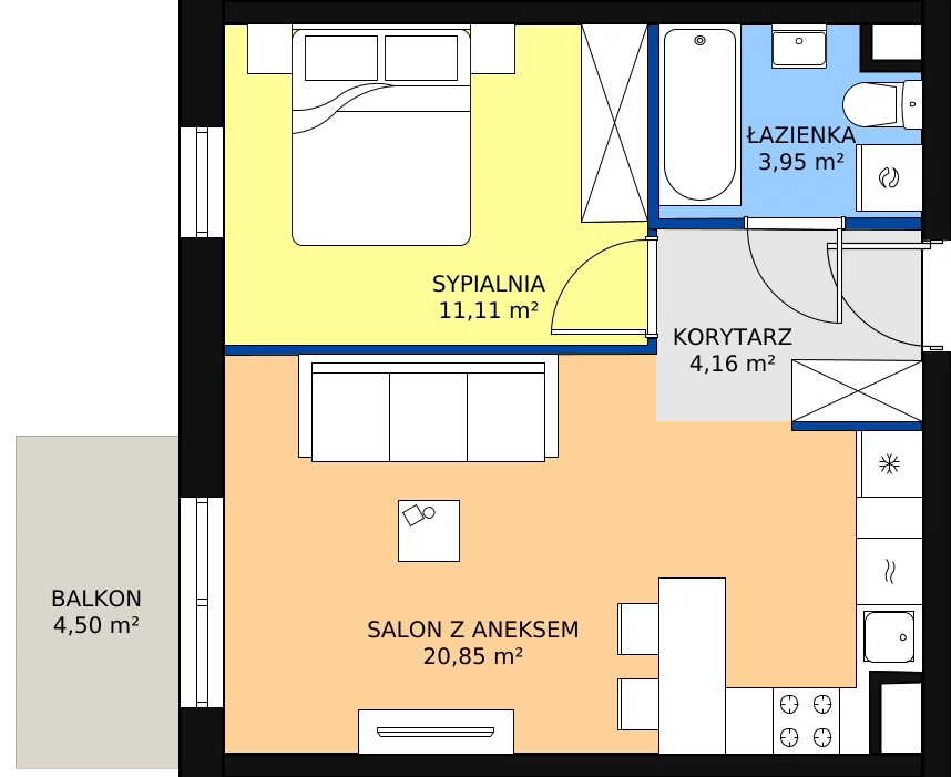 Zalety mieszkania 40.07 m², 03.C.28