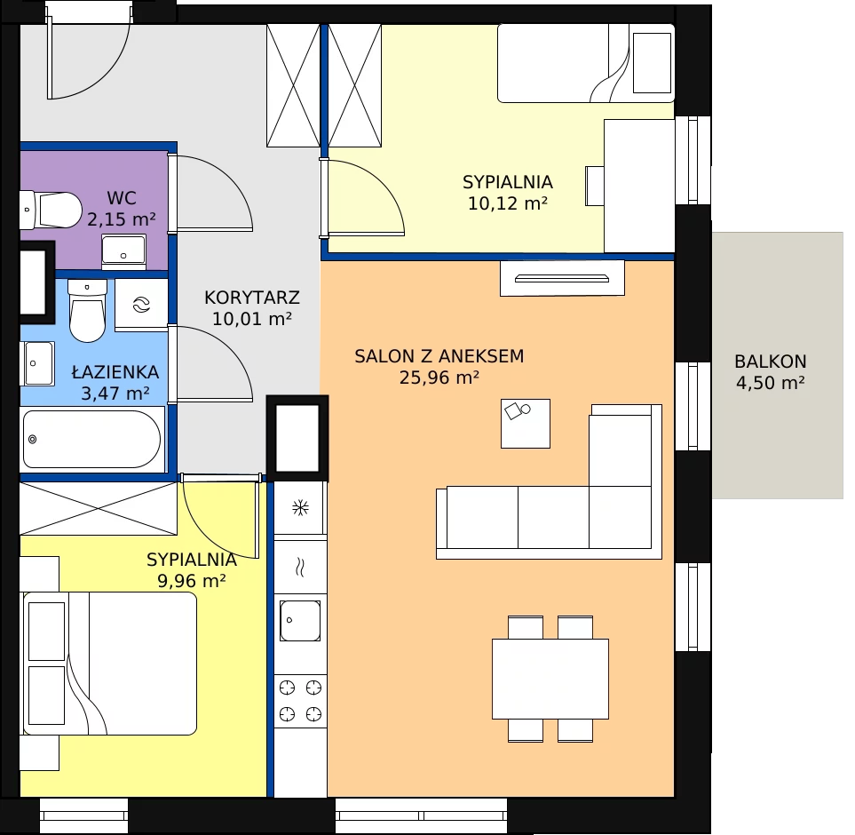 Zalety mieszkania 61.67 m², 04.B.41